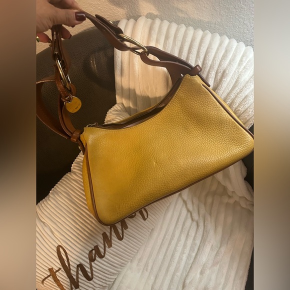 Dooney & Bourke Mustard and Chestnut Leather Bag - Picture 3 of 12